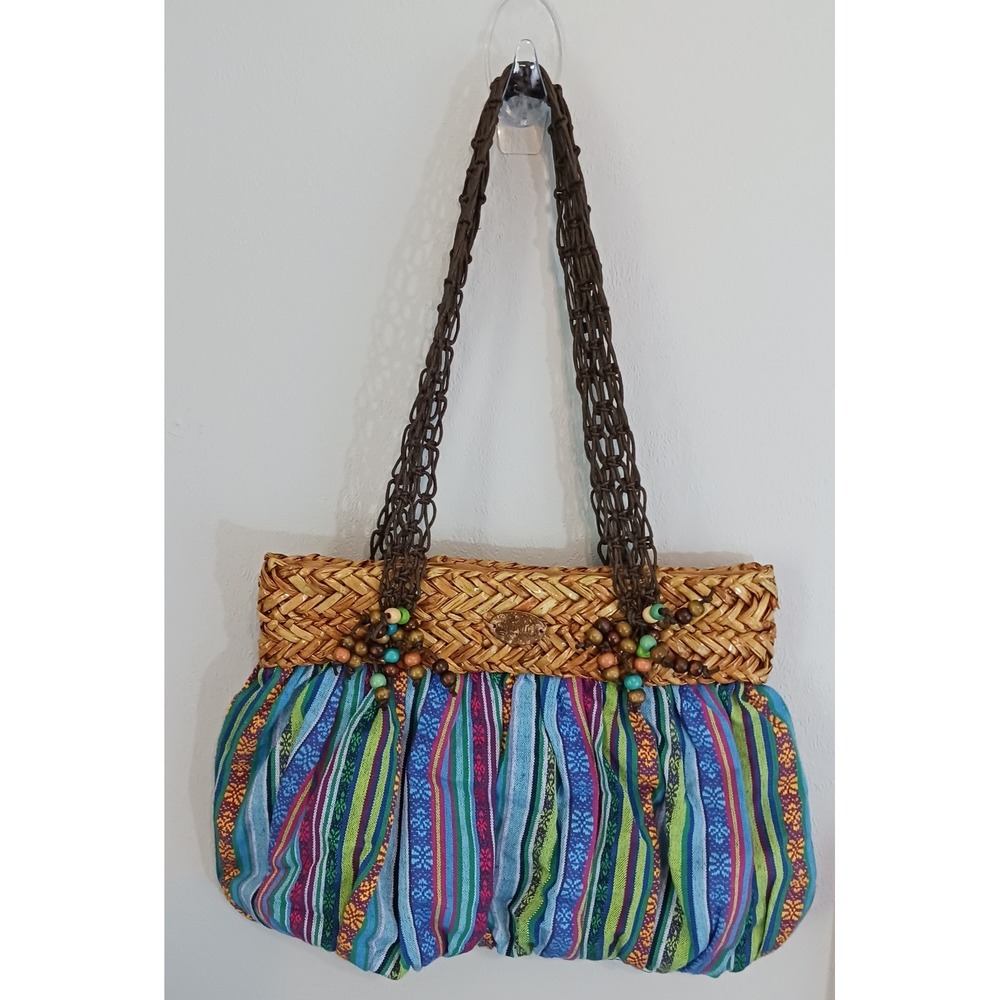 Cappelli Straworld Women's Shoulder Bag Multicolor Striped Beaded‎ Magnetic